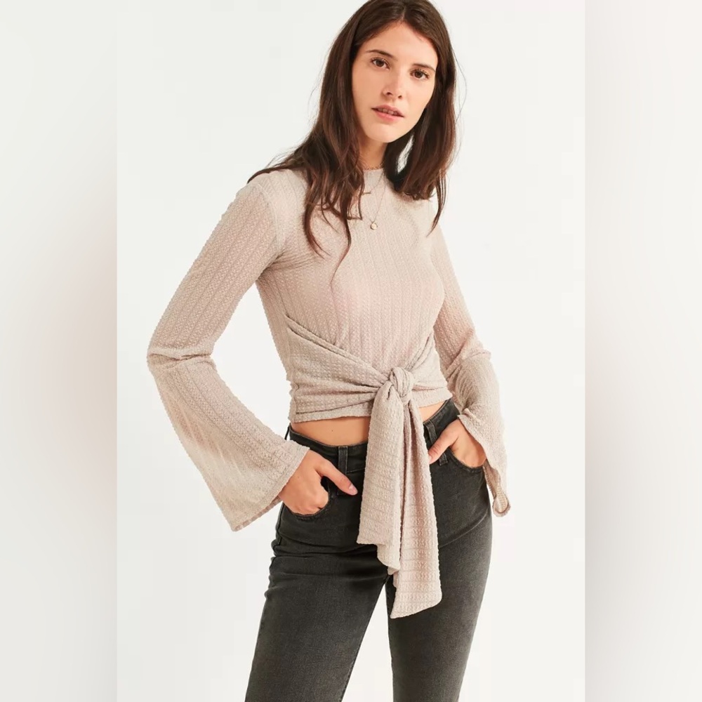 Urban Outfitters Tie-Front Bell Sleeve Top